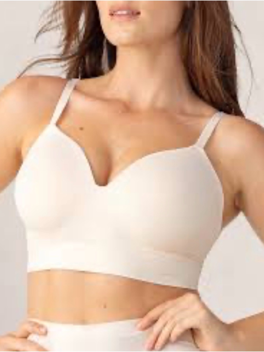 Wireless Light Cream Smooth Contour Bra with Adjustable Straps